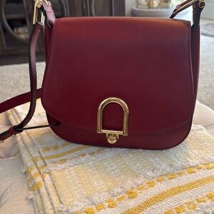 Elegant Red Burgundy Leather Shoulder Bag